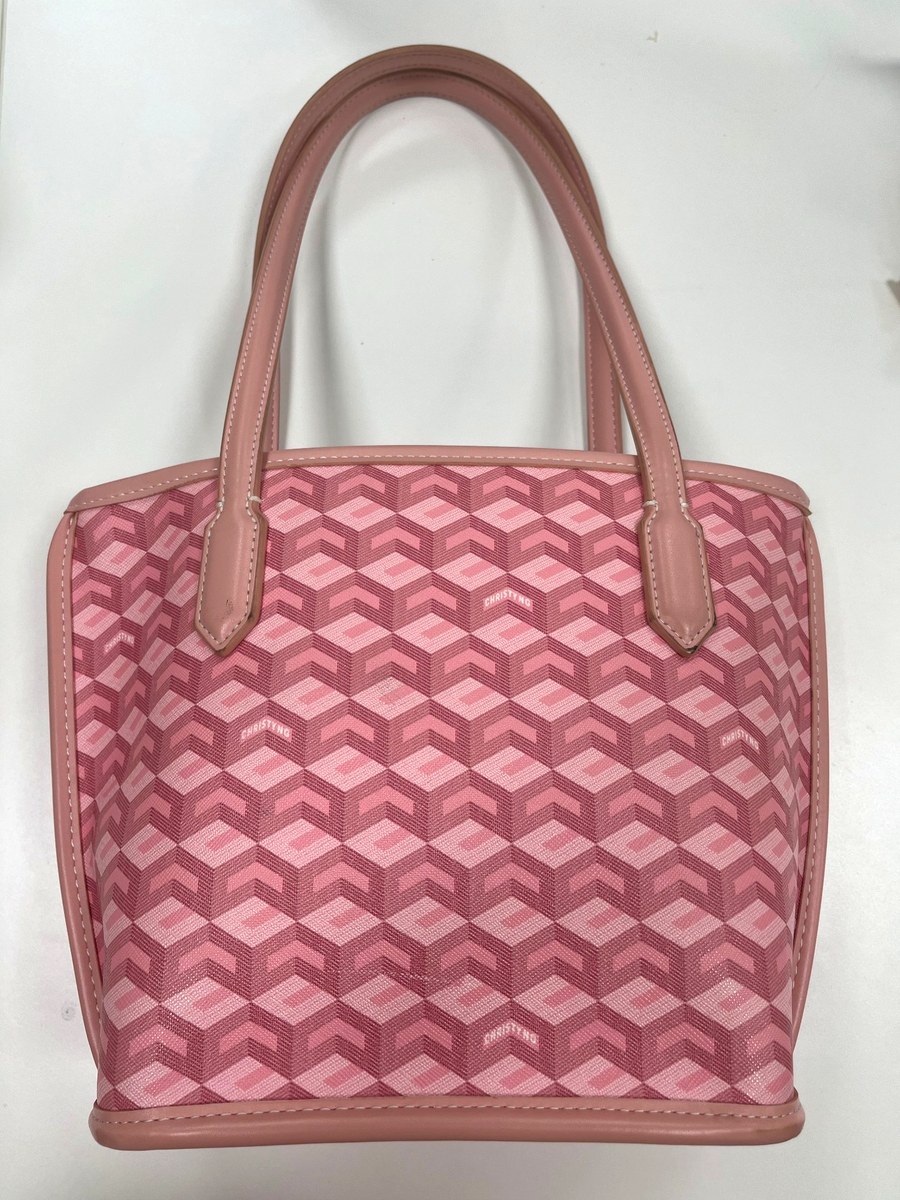 Pink Geometric Print Tote Bag - QNEW